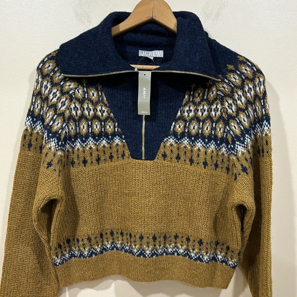 NWT J. Crew Fair Isle half-zip sweater in brushed yarn Size Medium - Picture 4 of 10